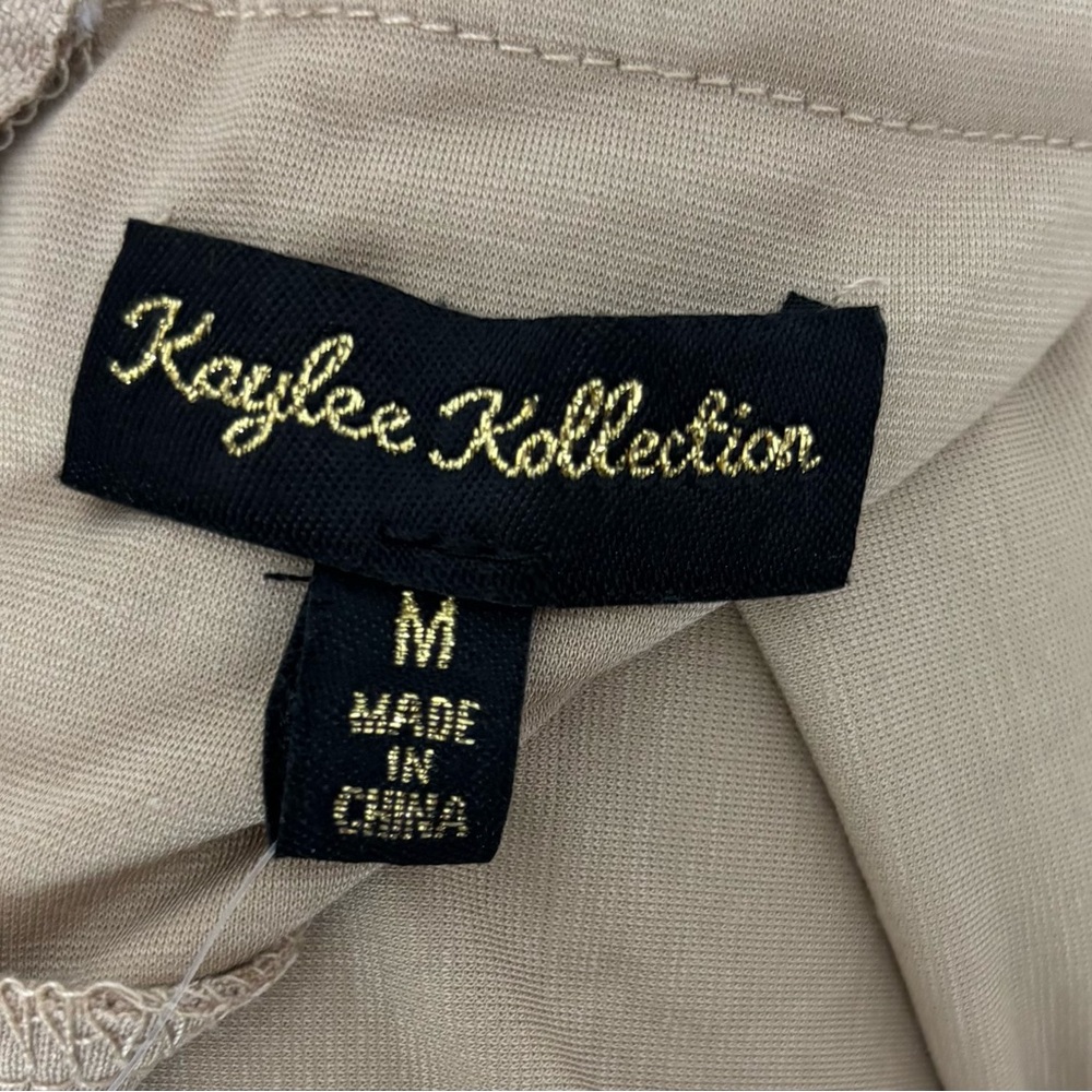 Kaylee Kollection Pants Size Medium Nylon Flare Beige - Picture 4 of 9